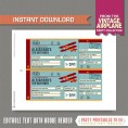 Vintage Airplane Boarding Pass Invitation with FREE Thank You Card